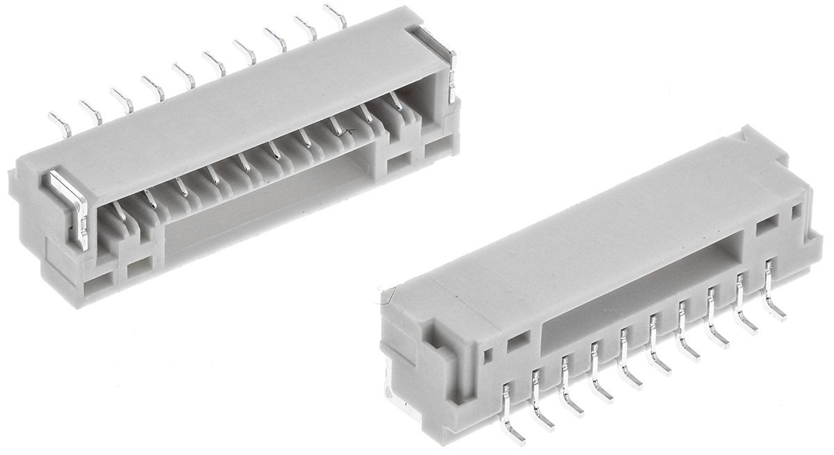 JST GH Series Right Angle Surface PCB Header, 10 Contact(s), 1.25 mm Pitch, 1 Row, Shrouded