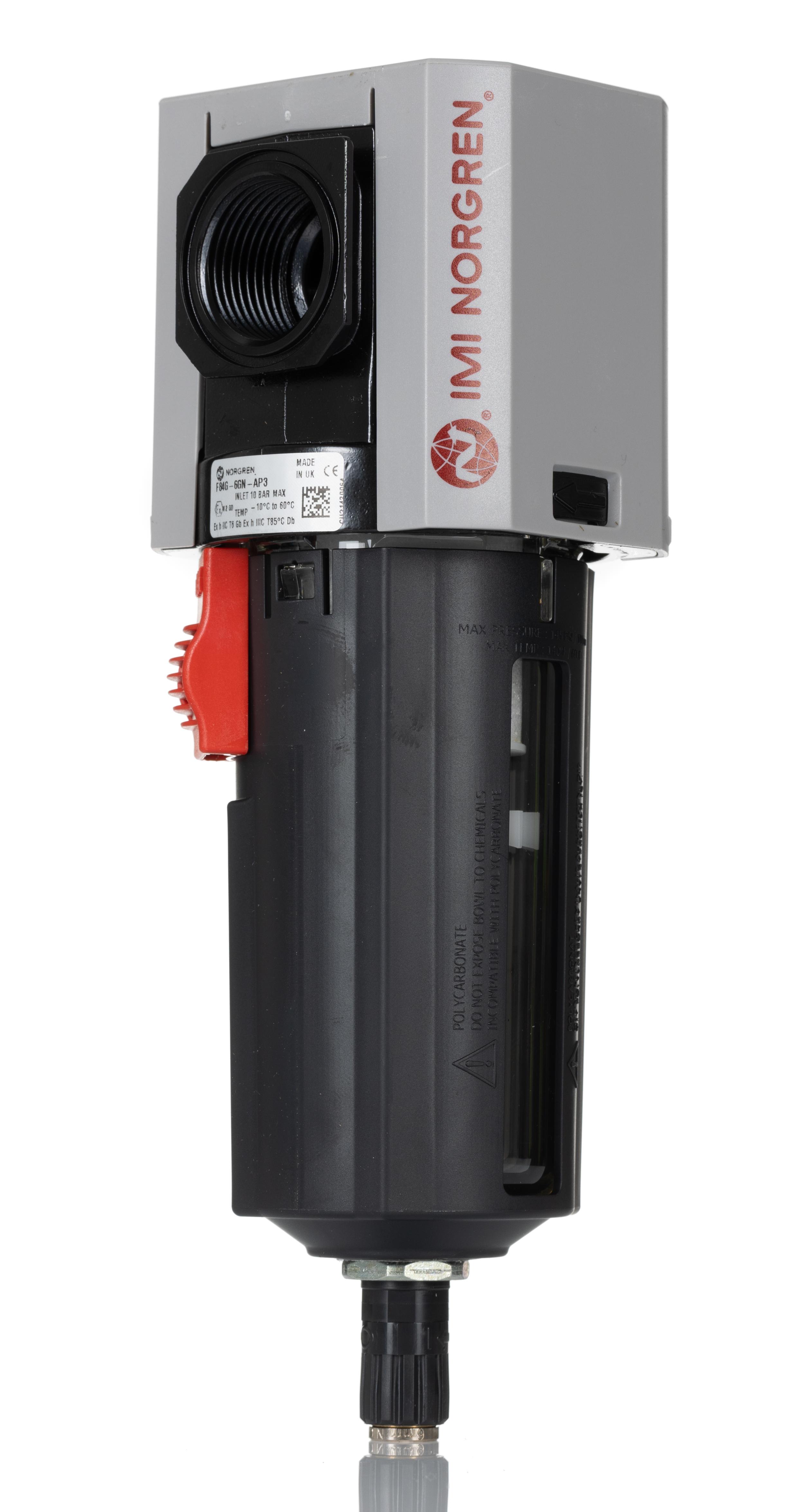 Norgren Excelon Plus series 40μm G 3/4 0.3bar to 10 bar Pneumatic Filter 4680L/min max with Automatic drain