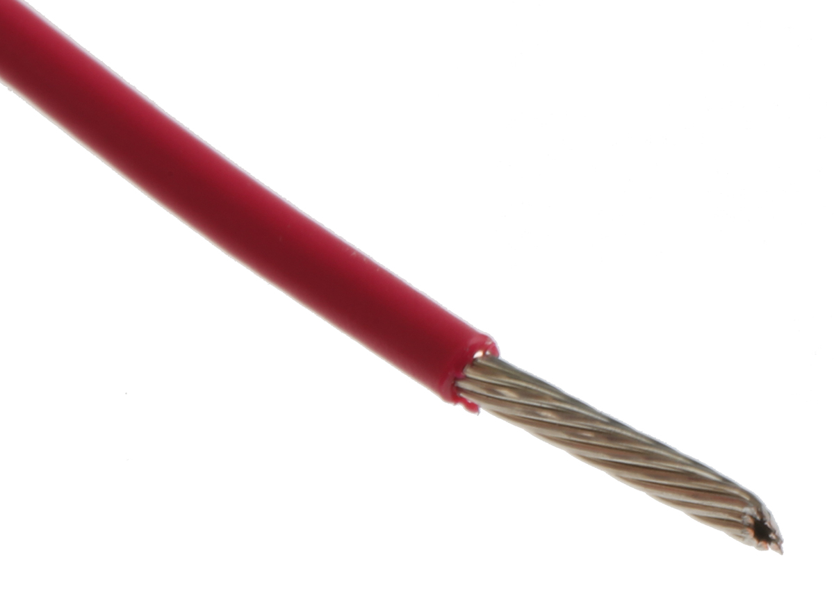 Alpha Wire Ecogen Ecowire Series Red 0.52 mm² Hook Up Wire, 20 AWG, 10/0.25 mm, 305m, MPPE Insulation, 6714 RD001