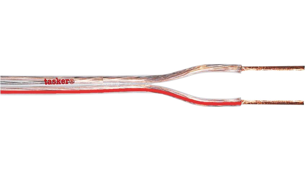 Tasker 2 Core Audio Cable, 2x1.50 mm² CSA, 3.20x6.40mm od, 100m, Transparent