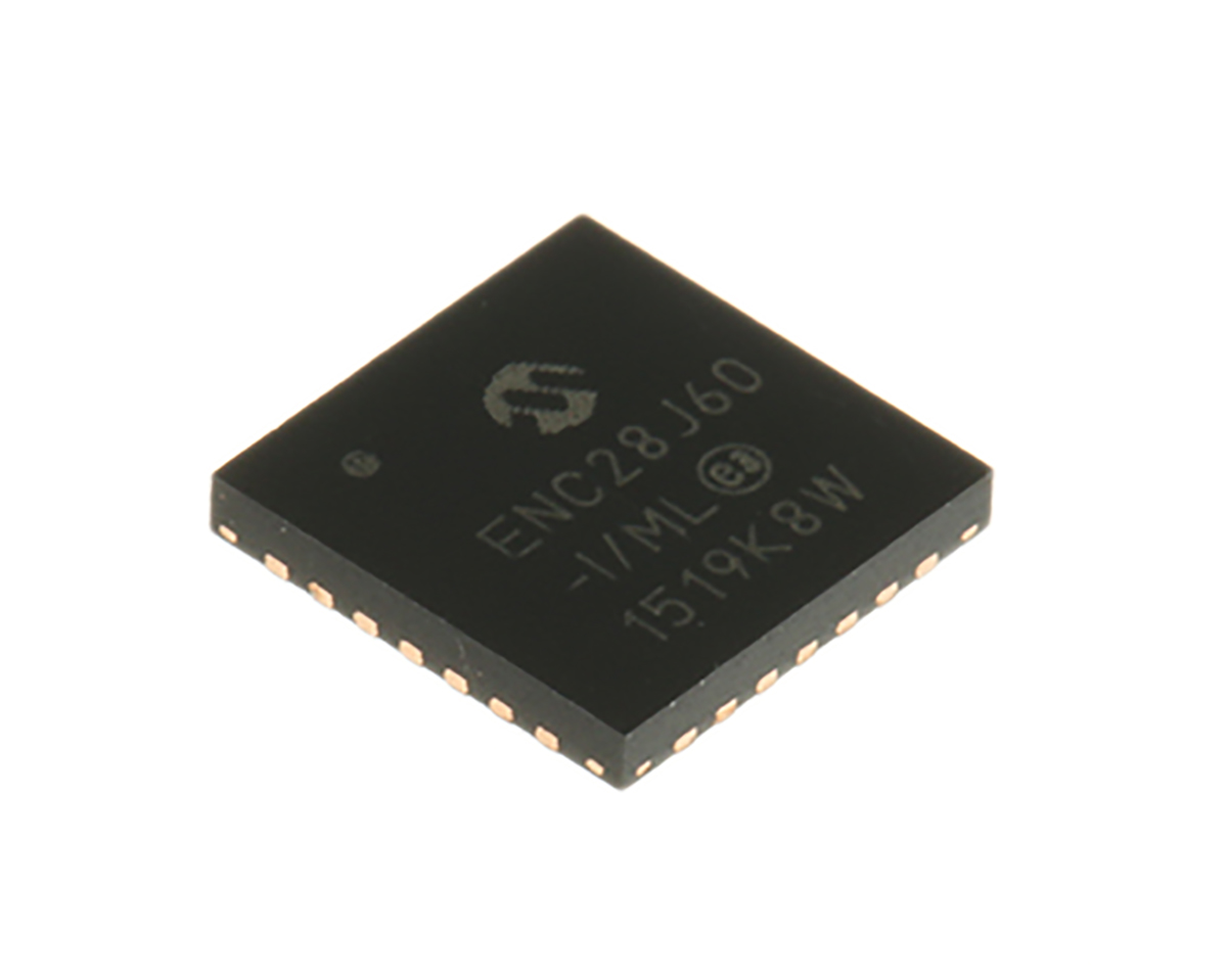 Microchip ENC28J60-I/ML, Ethernet Controller, 10Mbps MII, MIIM, Serial-SPI, 3.3 V, 28-Pin QFN
