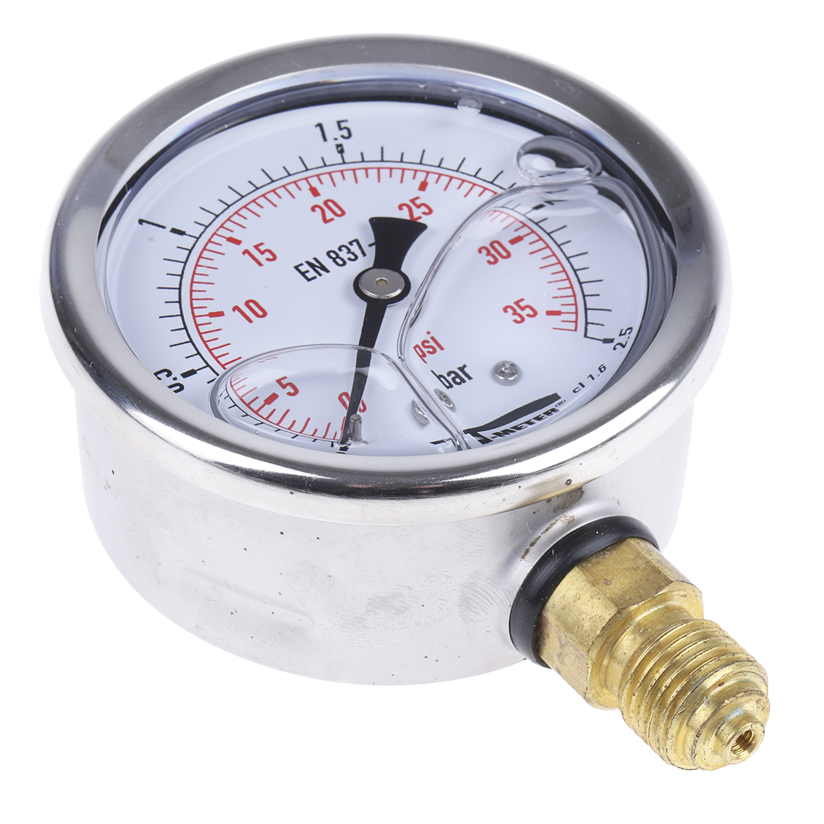 Sferaco G 1/4 Analogue Pressure Gauge 2.5bar Bottom Entry 63mm Outside Diameter