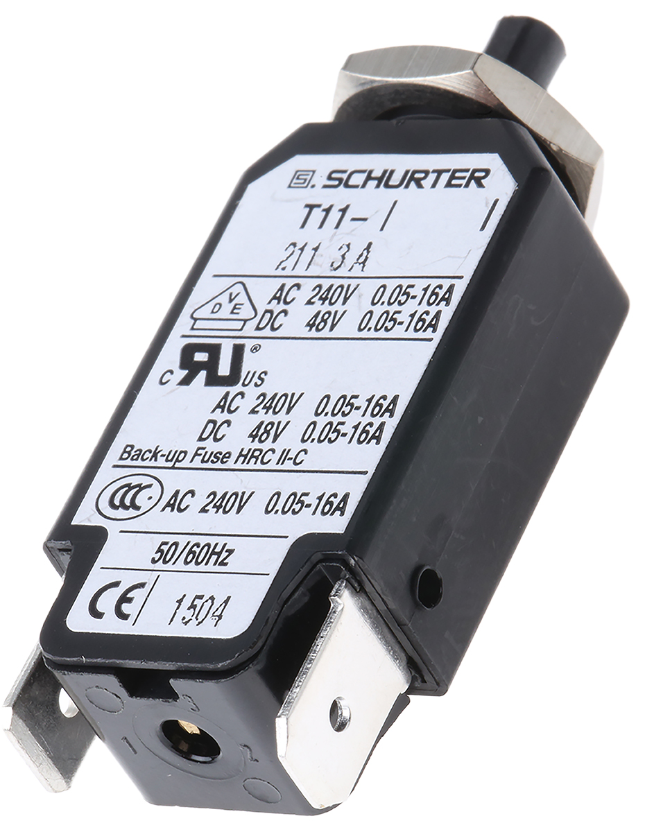 Schurter Thermal Circuit Breaker - T11  Single Pole 240V ac Voltage Rating, 3A Current Rating