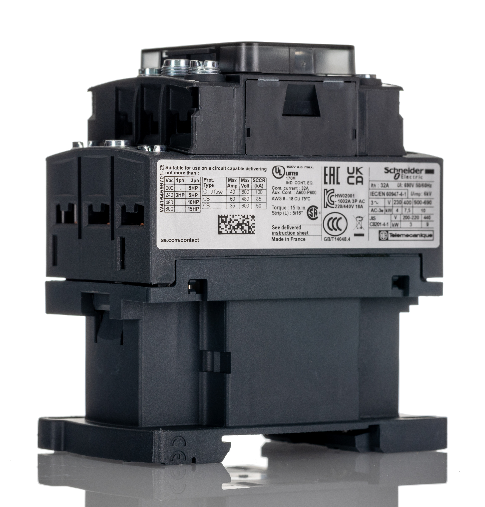 Schneider Electric LC1D Series Contactor, 230 V ac Coil, 3-Pole, 32 A, 7.5 kW, 3NO, 300 V dc, 690 V ac