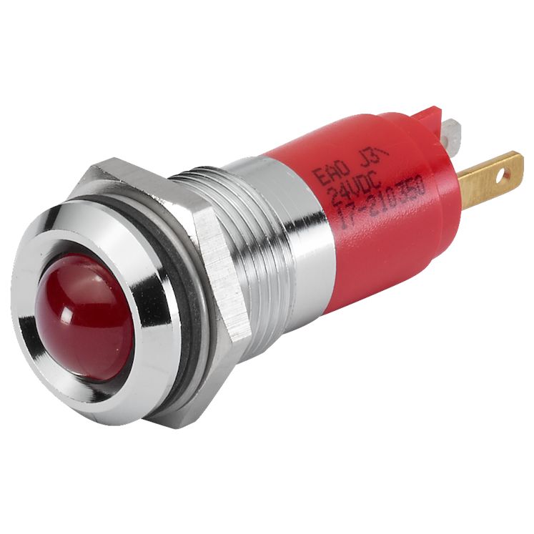 EAO 17-21 Series Red Panel Mount Indicator, 24, 14 Mounting Hole Size, Plug-In Termination, IP40, IP65