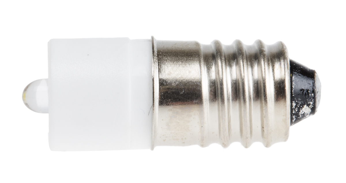 RS PRO White LED Indicator Lamp, 60V ac/dc, E10 Base, 10mm Diameter, 200mcd