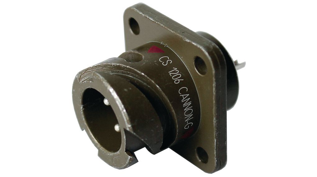 ITT Cannon, CA3102E10SL-3PB, Copper Alloy 3 Way Box Mount ConnectorBlack, Pin Contacts,Shell Size 10, Bayonet