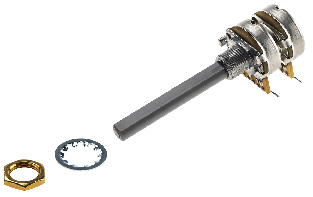 TE Connectivity 27 10kΩ Rotary Potentiometer 2-Gang Panel Mount, 27ESB103MMF50N