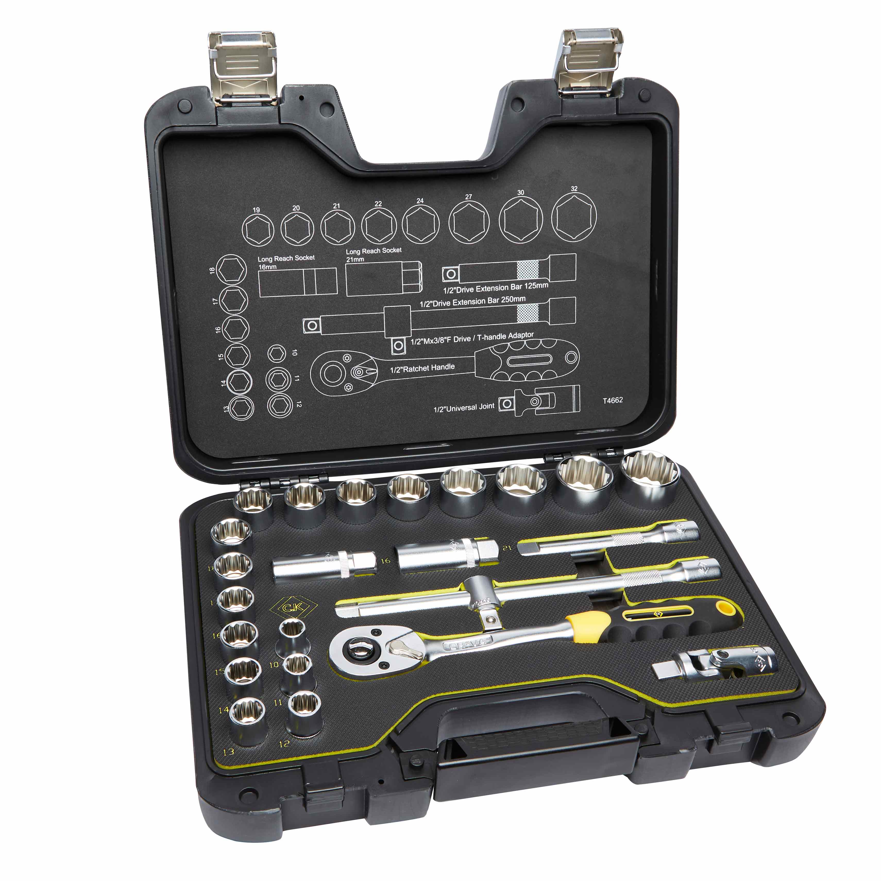 CK 24-Piece Metric 1/2 in Deep Socket/Standard Socket Set with Ratchet, 12 point