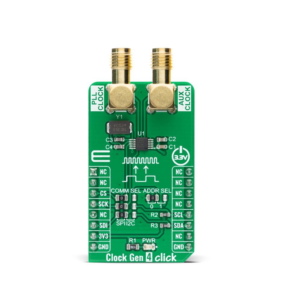 MikroElektronika MIKROE-4300, Clock Gen 4 Click Clock Multiplier/Jitter-Attenuator Add On Board for CS2200-CP