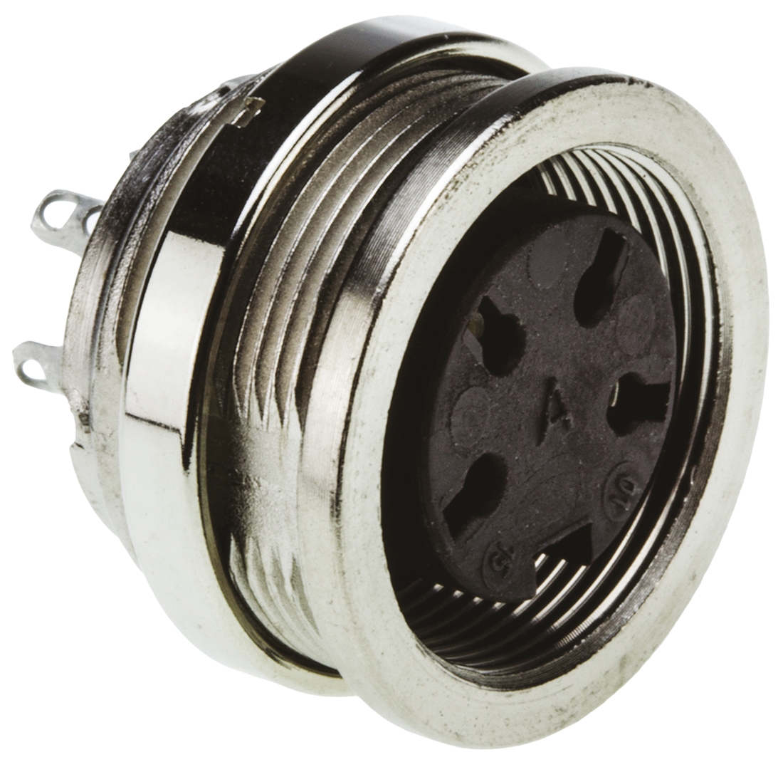 Amphenol C 091 D Series, 4 Pole Din Socket Socket, 5A, 300 V ac/dc IP67, Screw On