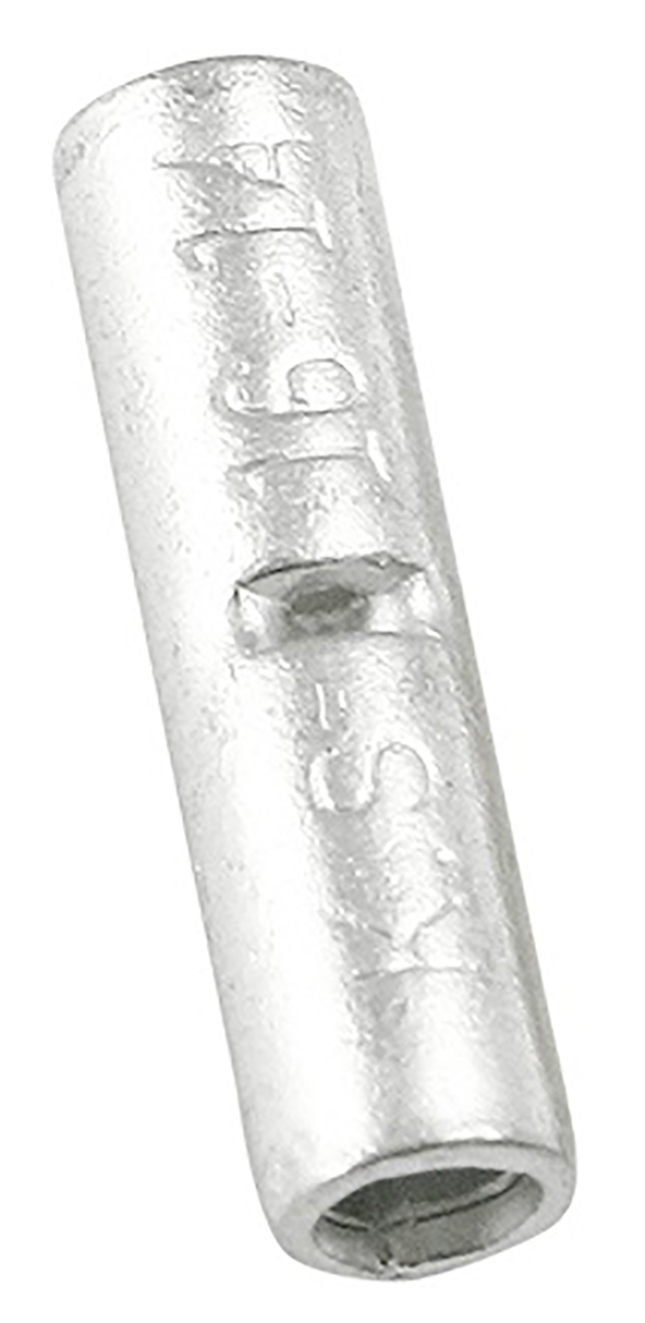 RS PRO Butt Splice Splice Connector, Silver, Uninsulated, Tin 1.5 → 2.5 mm², 16 → 14 AWG