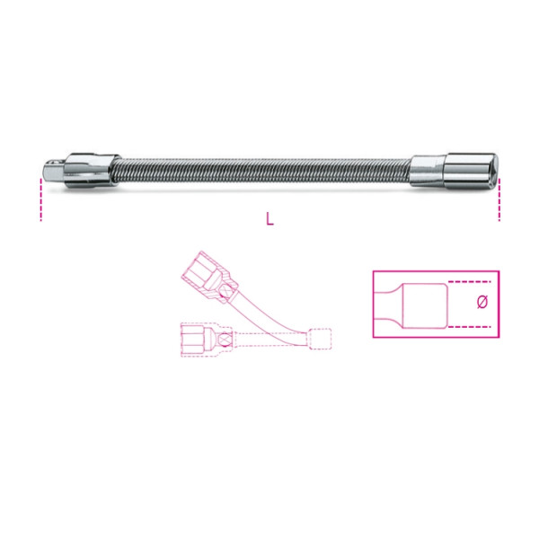 BETA 900FL 150 1/4 in Flexible Extension Bar, 150 mm Overall