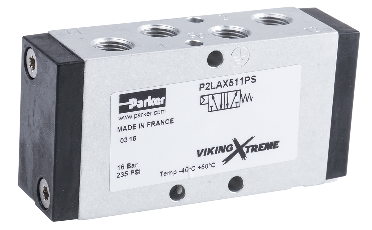 Parker 5/2 Pneumatic Solenoid Valve - Pilot/Spring G 1/8 Viking Xtreme Series