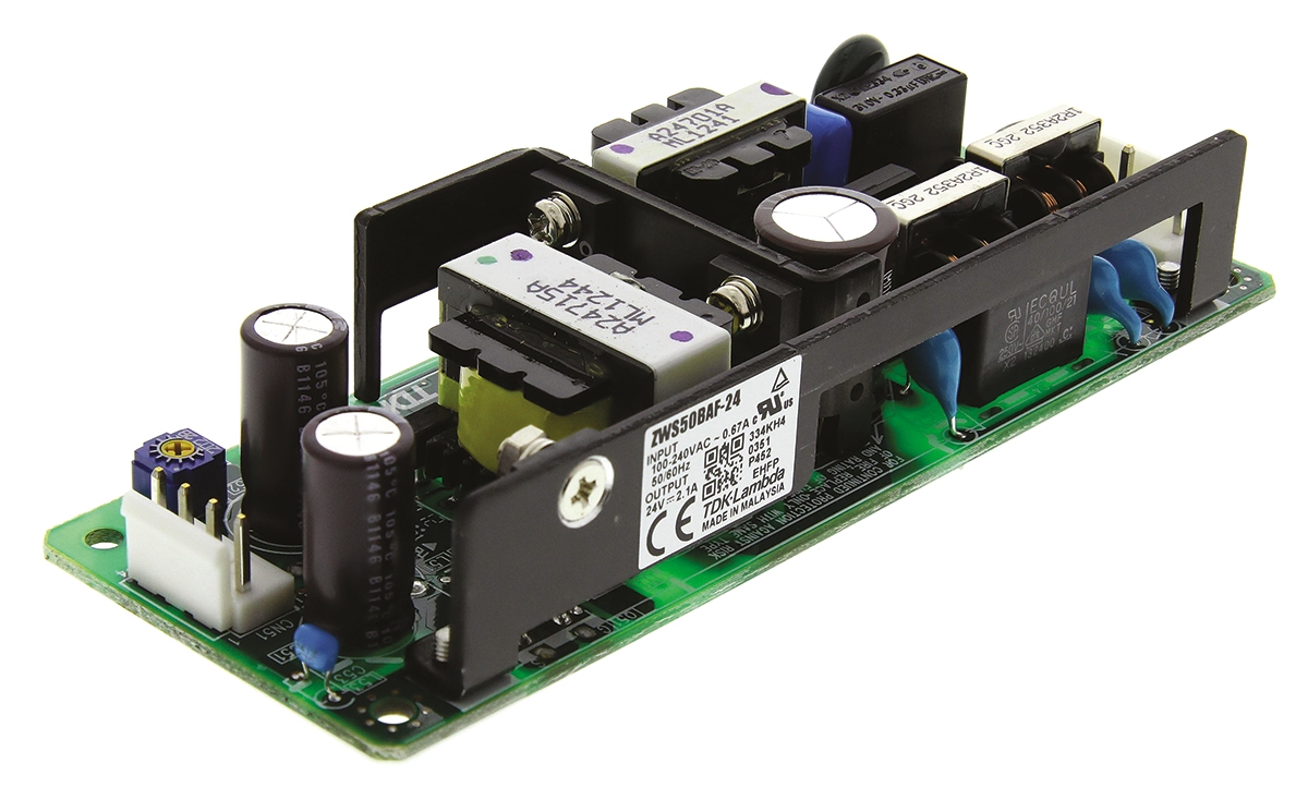 TDK-Lambda Switching Power Supply, ZWS50BAF-24, 24V dc, 2.1A, 50W, 1 Output, 120 → 370 V dc, 85 → 265 V