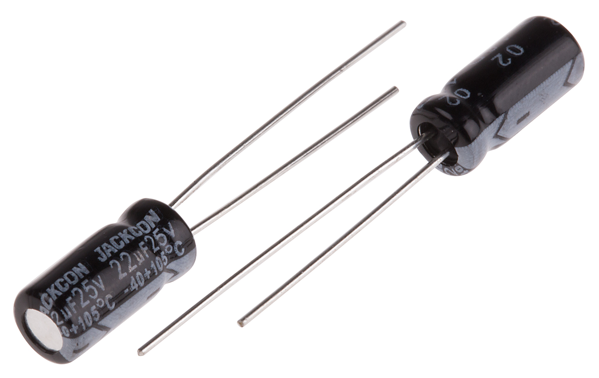 RS PRO 22μF Aluminium Electrolytic Capacitor 25V dc, Radial, Through Hole