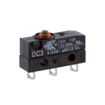 ZF Button Micro Switch, Solder Terminal, 100 mA @ 30 V dc, SPDT, IP6K7