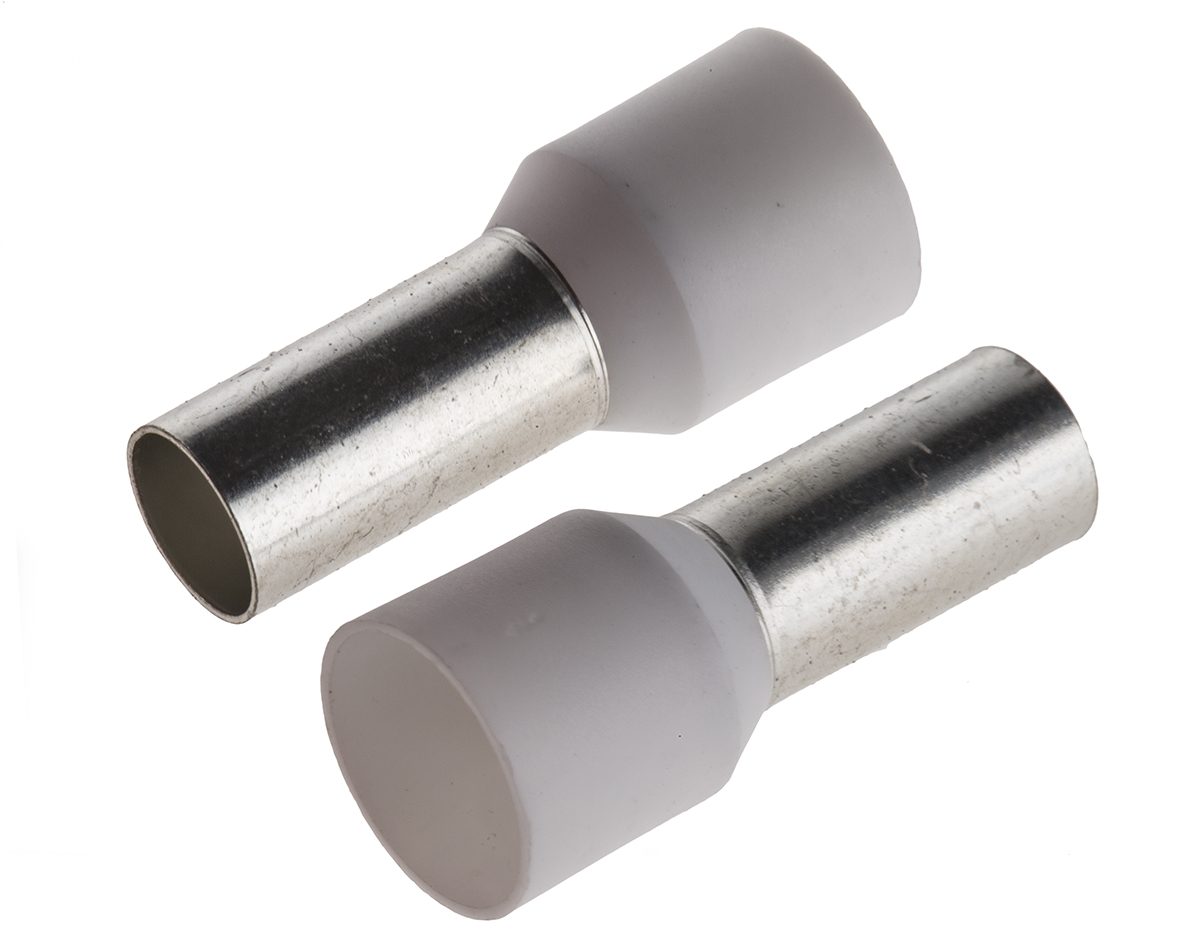 JST, FWE Insulated Crimp Bootlace Ferrule, 12mm Pin Length, 5.8mm Pin Diameter, 16mm² Wire Size, White