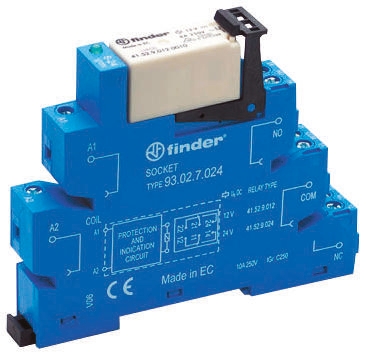 Finder 38 Series Interface Relay Module, DIN Rail Mount, 12V ac/dc Coil, DPDT, 2-Pole, 8/15A Load
