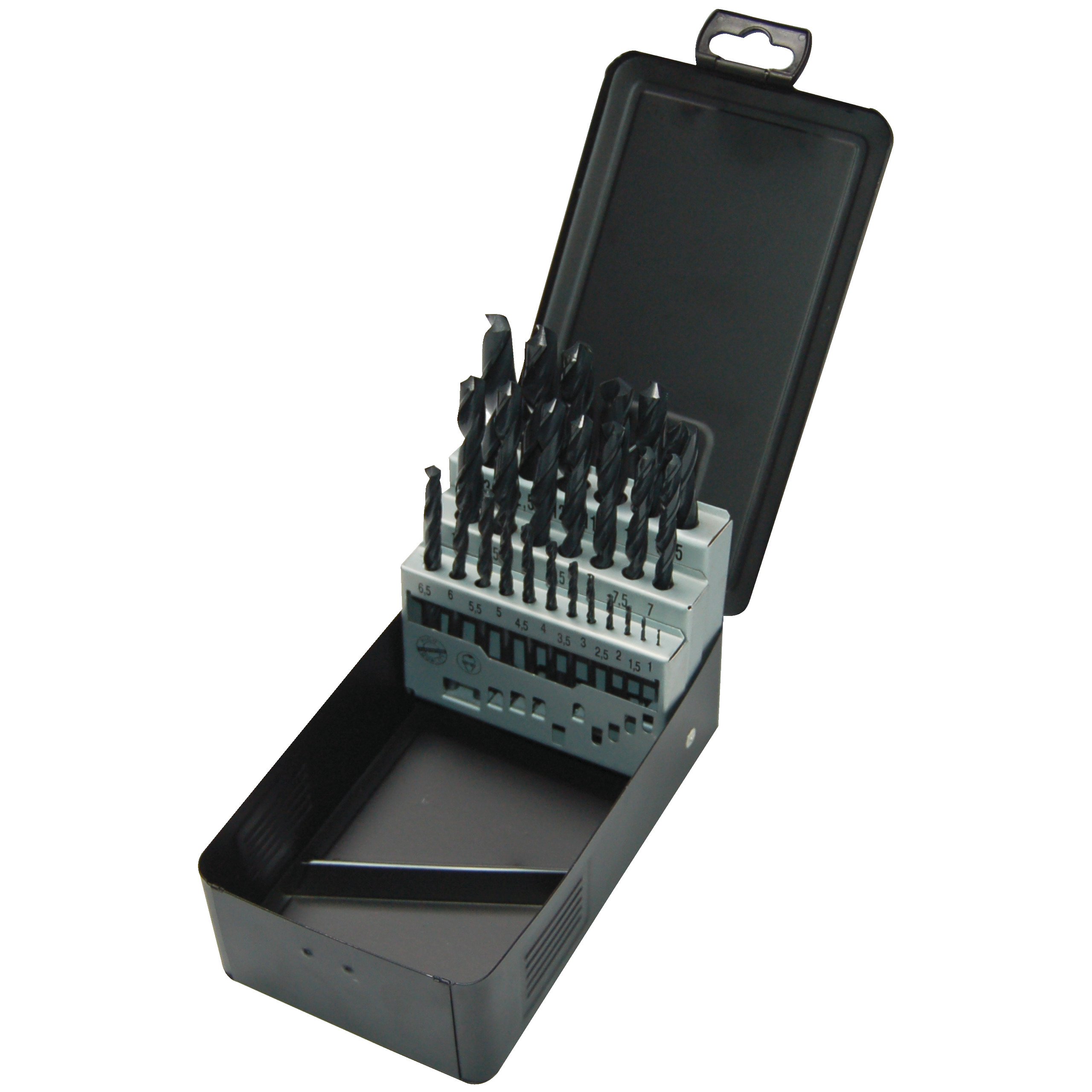 25-Piece Twist Drill Bit Set for Cast Iron, Steel, 13mm Max, 1mm Min, HSS-R Bits