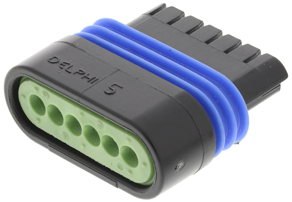 Delphi, Metri-Pack 150.2 Pull-To-Seat Automotive Connector Socket Black Cable Mount 6 Way, Crimp Termination 12162210