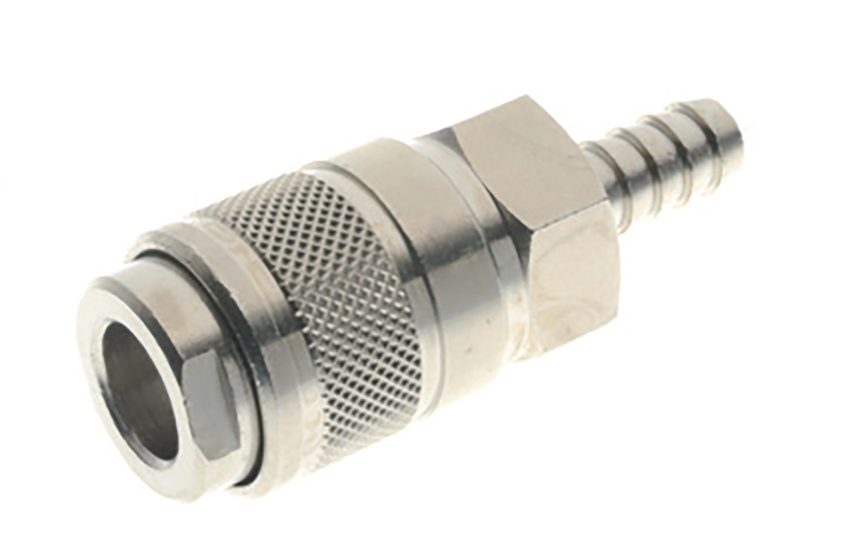 RS PRO Nickel Plated Brass Male Quick Air Coupling, 10mm Hose Barb