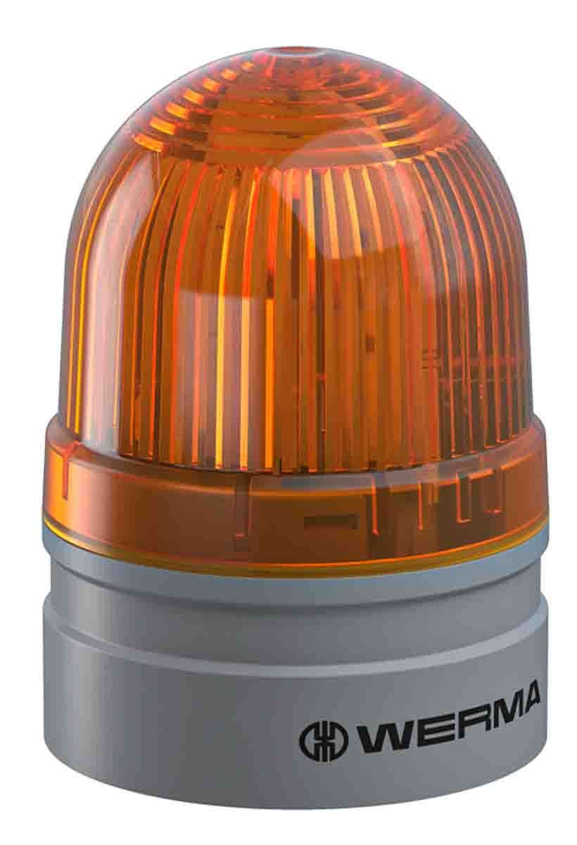 Werma EvoSIGNAL Mini Series Yellow Flashing Beacon, 115 → 230 V ac, Base Mount, LED Bulb, IP66