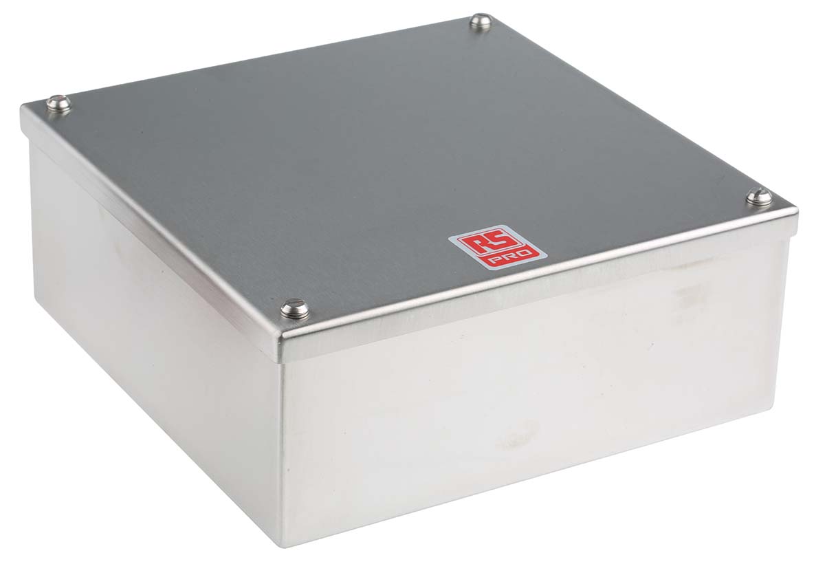 RS PRO 316 Stainless Steel Satin Square Adaptable Enclosure Box, 220mm x 220mm x 85mm