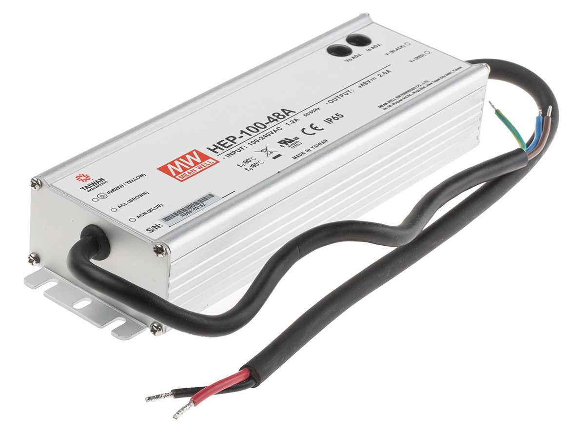 MEAN WELL Switching Power Supply, HEP-100-48A, 48V dc, 2A, 96W, 1 Output, 127 → 431 V dc, 90 → 305 V ac
