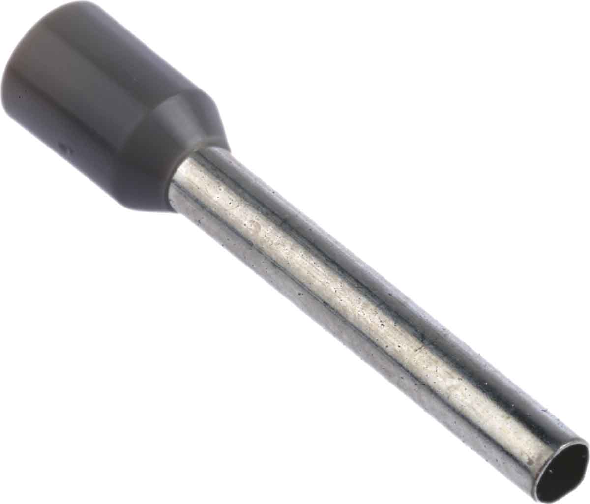 RS PRO Insulated Crimp Bootlace Ferrule, 18mm Pin Length, 2.2mm Pin Diameter, 2.5mm² Wire Size, Grey