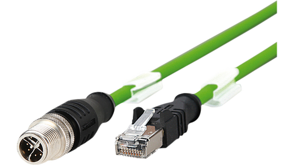 Metz Connect Male 8 way M12 to Male 8 way RJ45 Connector Cable, 1 m