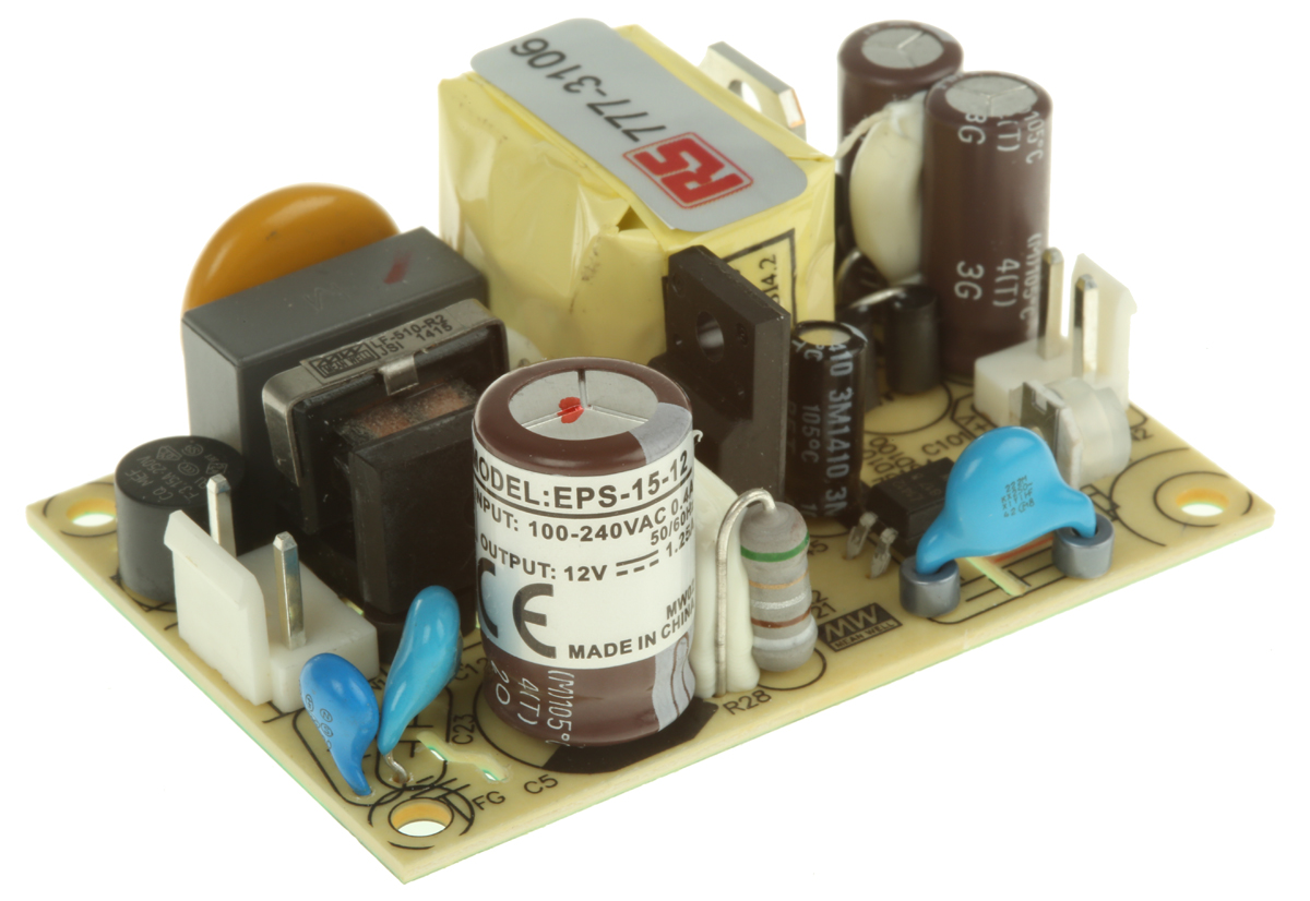 MEAN WELL Switching Power Supply, EPS-15-12, 12V dc, 1.25A, 15W, 1 Output, 120 → 370 V dc, 85 → 264 V ac