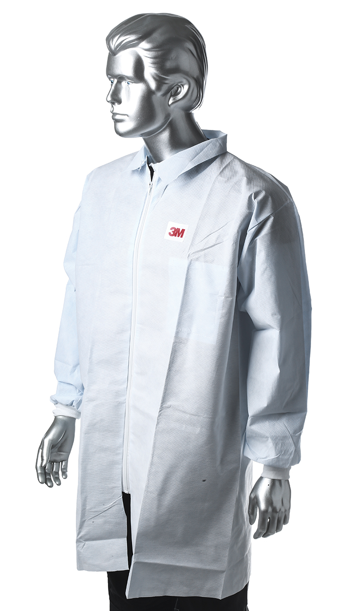 3M White Unisex Visitor Coat, M
