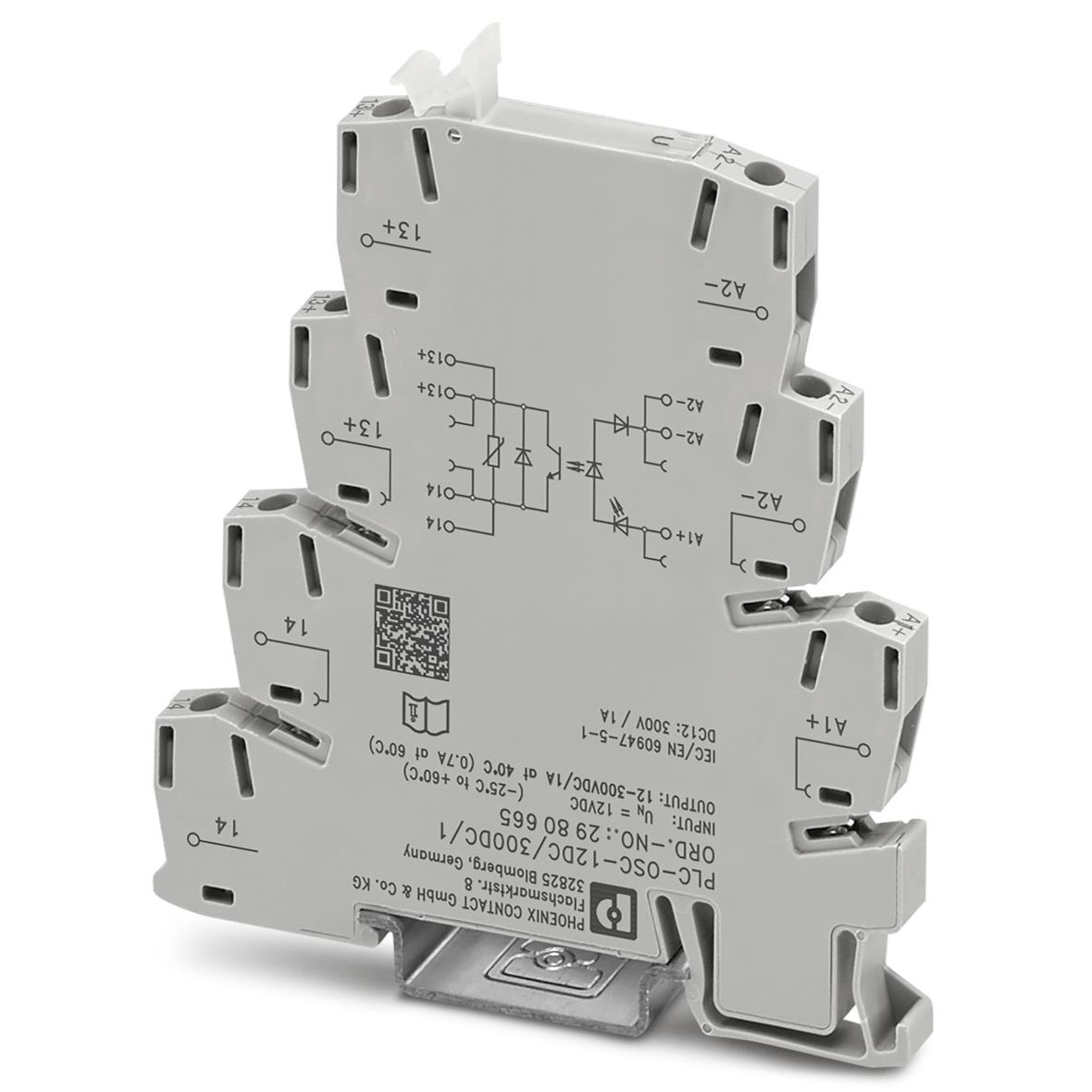 Phoenix Contact PLC-OSC- 12DC/300DC/1 Series Solid State Interface Relay, DIN Rail Mount