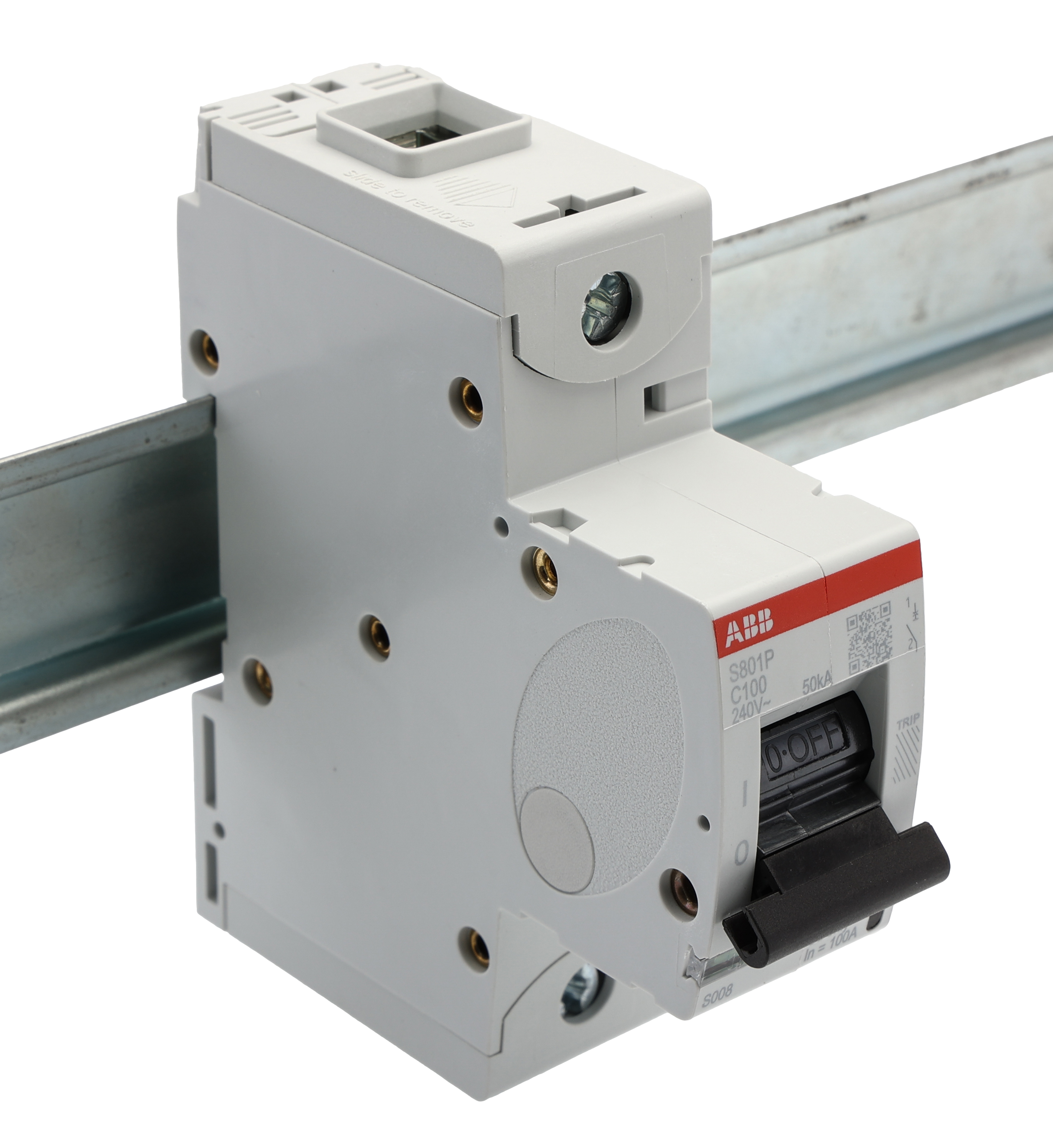 ABB High Performance S800S MCB, 1P, 100A Curve C, 400V AC, 250V DC, 50 kA Breaking Capacity