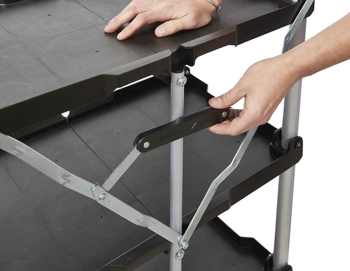 RS PRO 3 Shelf Aluminium Folding Trolley, 670 x 430mm, 8kg Load