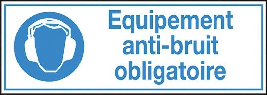 Brady PET Mandatory Ear Protection Sign With French Text