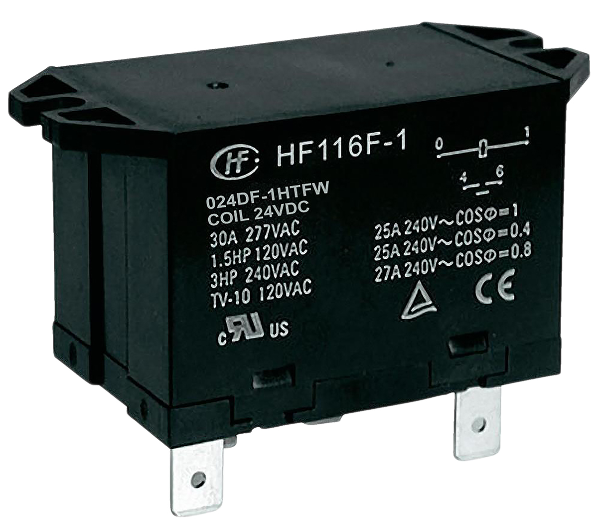 Hongfa Europe GMBH Flange Mount Power Relay, 24V dc Coil, 30A Switching Current, SPST