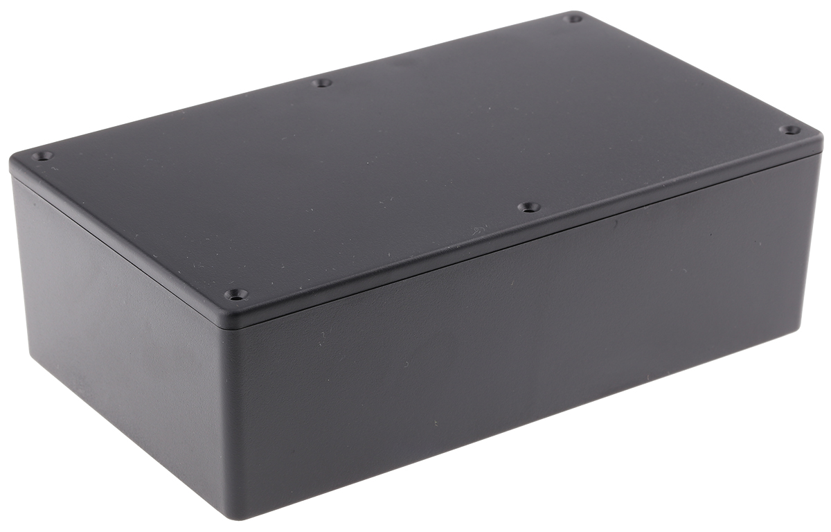 Hammond 1591 Series Black Flame Retardant ABS Enclosure, IP54, Black Lid, 193 x 112 x 56mm