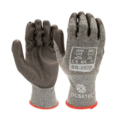 Tilsatec Black, Grey Fibreglass, Polyamide, Polyethylene Terephthalate, Spandex Glove, Size 10, Polyurethane Coating