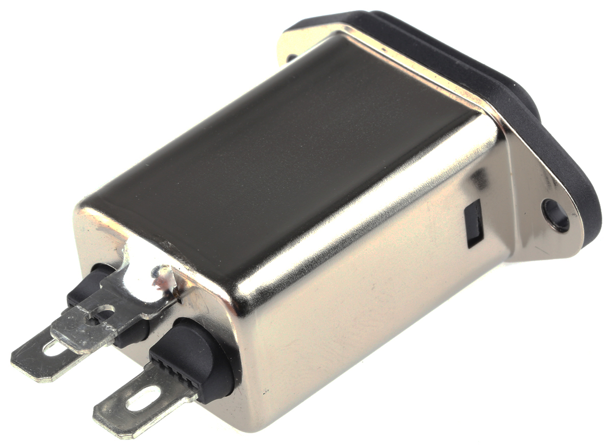 Schaffner 10A, 250 V ac Male Flange Mount IEC Inlet Filter FN9222R-10-06, Faston None Fuse
