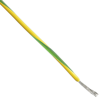 TE Connectivity 44A Series Green/Yellow 0.5 mm² Hook Up Wire, 20 AWG, 19/32 AWG, 100m, Polyalkene Insulation,