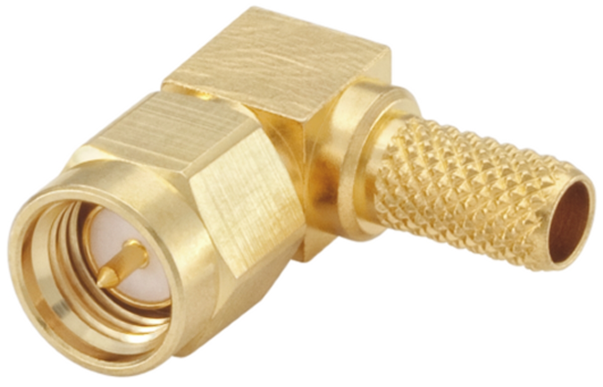 Rosenberger SMA Series, Plug Cable Mount SMA Connector, 50Ω, Crimp Termination, Right Angle Body