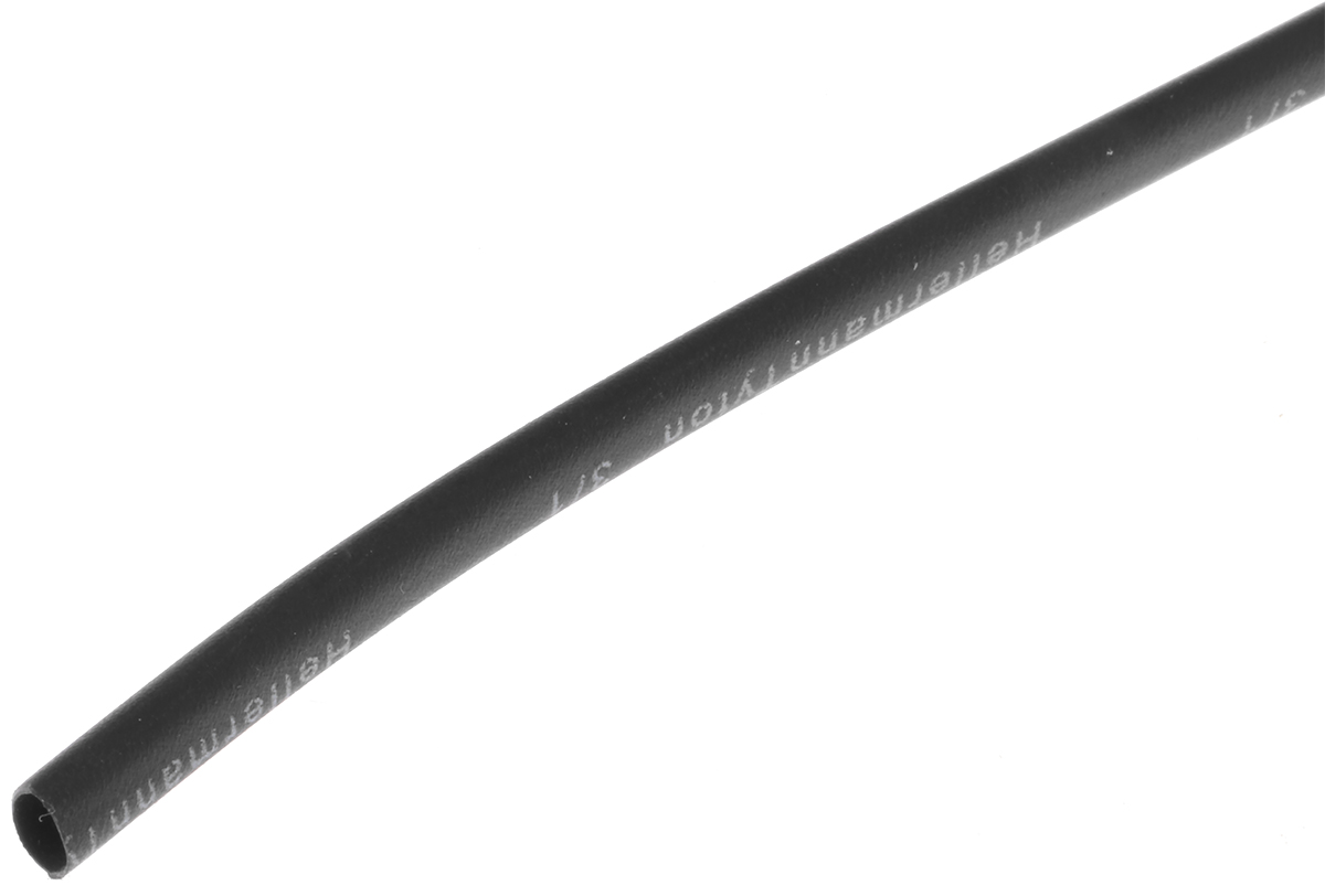 HellermannTyton Heat Shrink Tubing, Black 3mm Sleeve Dia. x 1m Length 3:1 Ratio, TREDUX Series