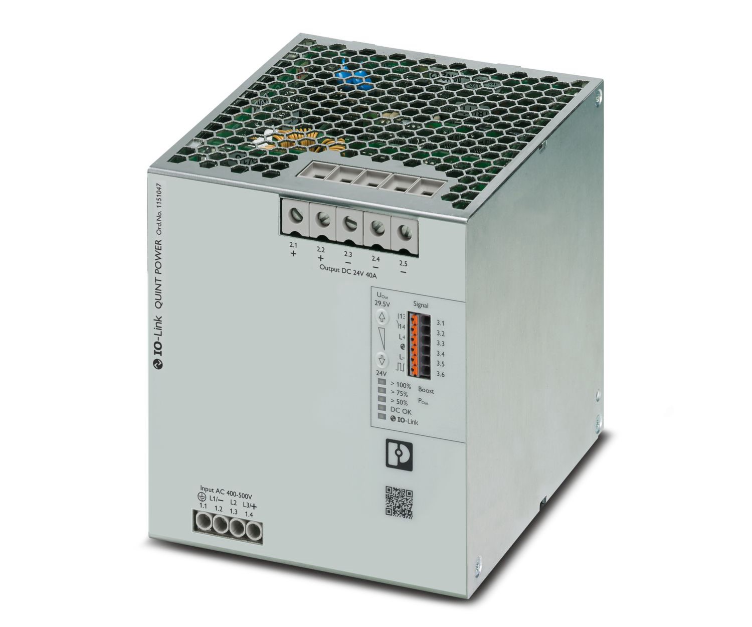 Phoenix Contact Switching Power Supply, 1151047, 24 → 29.5V dc, 40A, 1.44kW, Dual Output, 400 → 500V ac