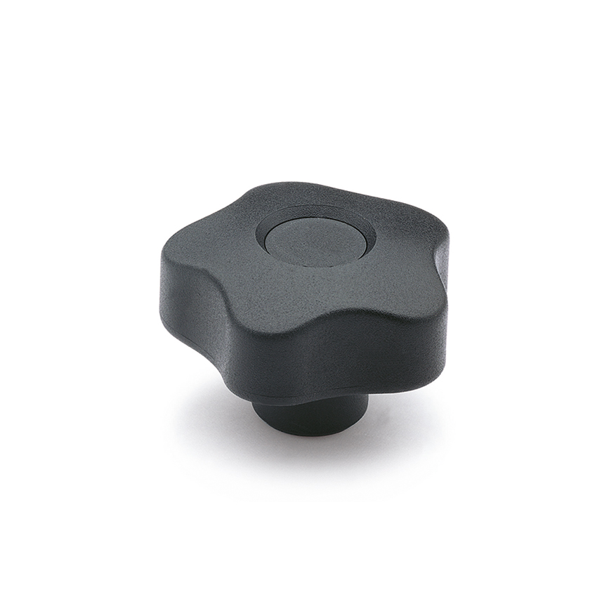 Elesa 69784-C9 Black Polypropylene Based Technopolymer Knob, M16, Threaded Through Hole