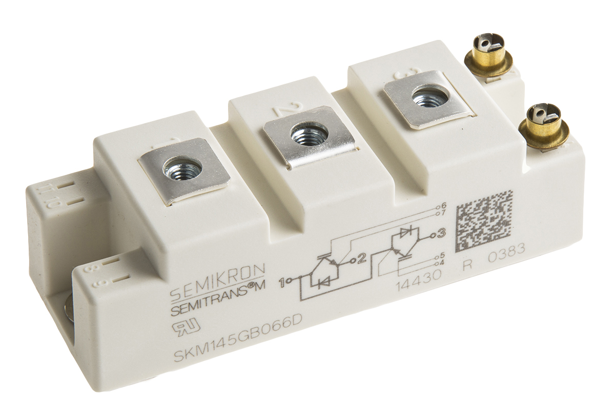 Semikron Danfoss SKM145GB066D Dual Half Bridge IGBT Module, 195 A 600 V, 7-Pin SEMITRANS2, Panel Mount