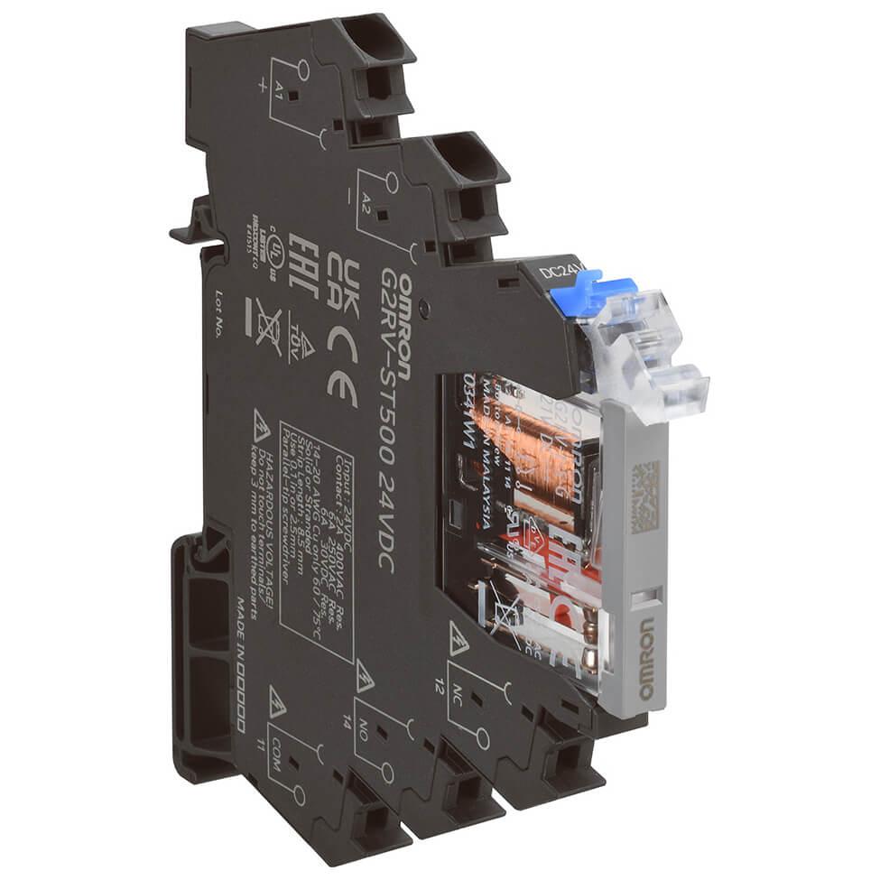 Omron G2RV-ST Series Electromechanical Interface Relay, DIN Rail Mount, 24V dc Coil, SPDT, 1-Pole, 6A Load