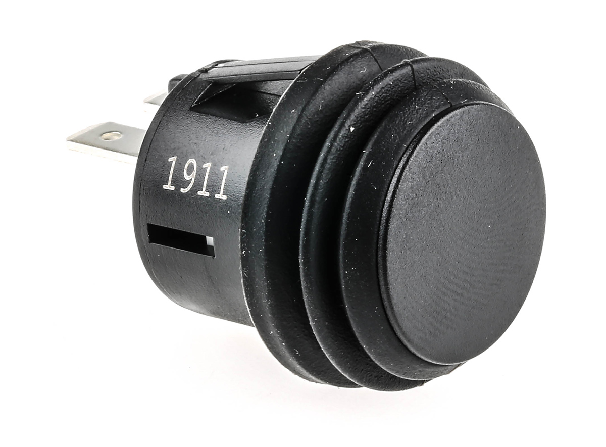 ZF Push Button Switch, Momentary, Panel Mount, 20.2mm Cutout, SPST, 125V ac, IP65