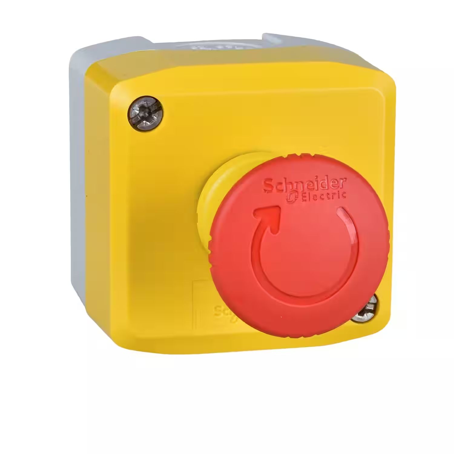 Schneider Electric XALK178F, Harmony, Red/Yellow/Grey, Twist to Reset 40mm Mushroom Head Emergency Button
